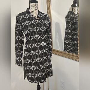 Superhit Black and White Long Sleeve Dress